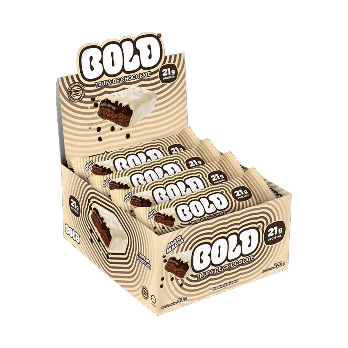 Barra de Proteina - 12 Unidades 60g Trufa de Chocolate - Bold