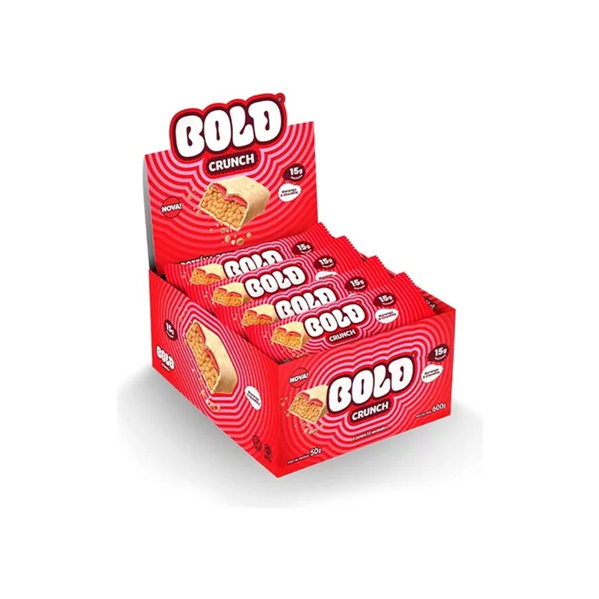Barra de Prote�na - 12 Unidades 50g Crunch Morango Chantilly - Bold