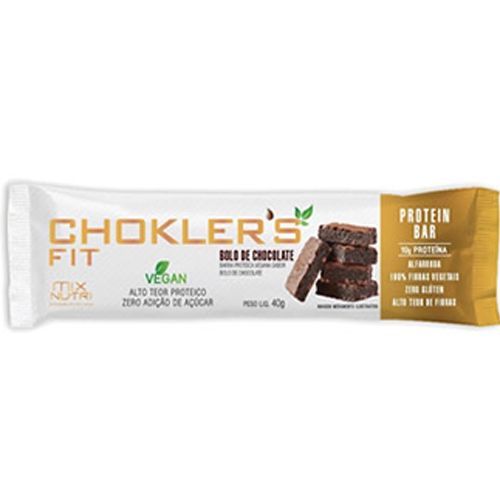 Barra de Prote�na Choklers Fit - 20 unidades 40g Bolo de Chocolate - Mix Nutri