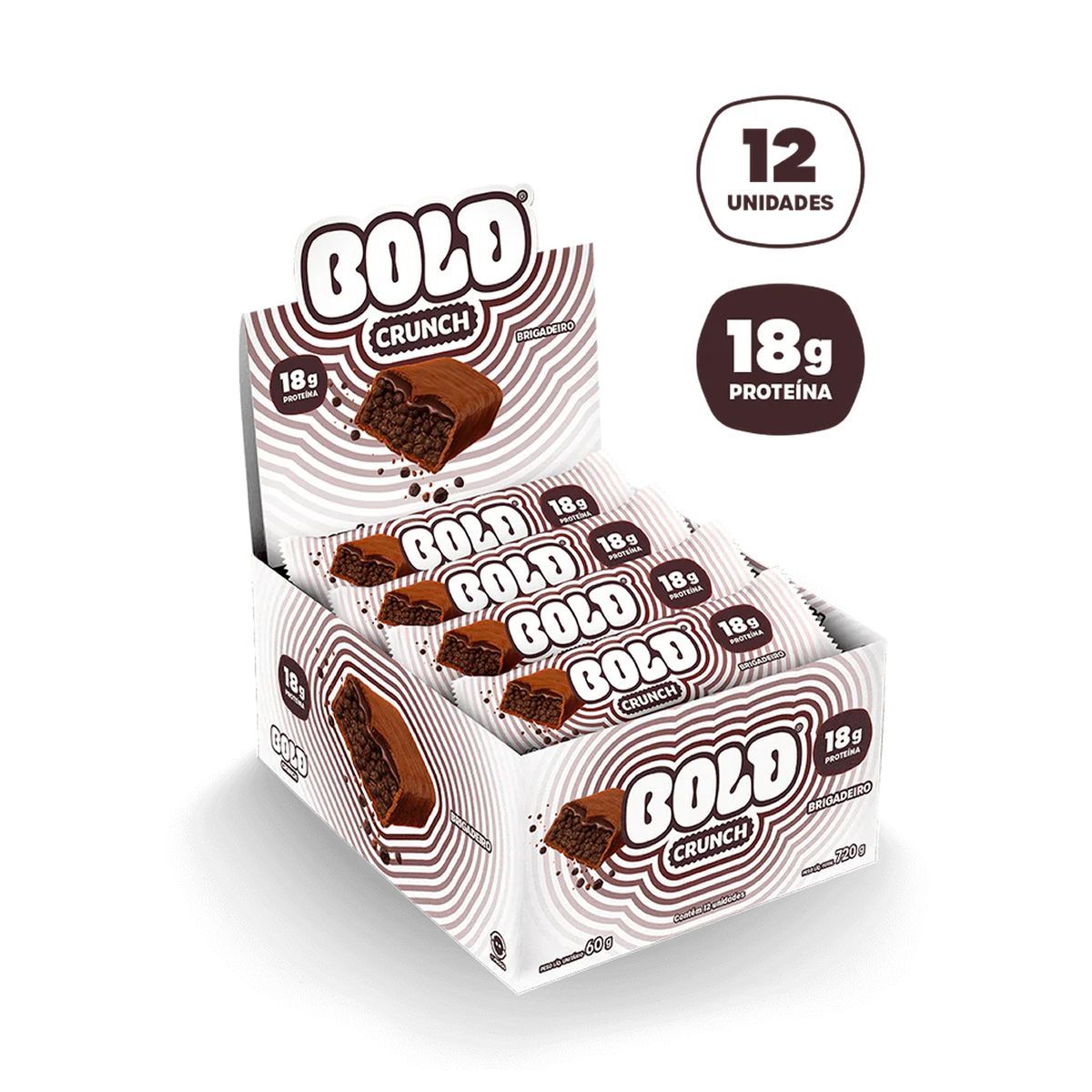 Barra de Prote�na Crunch - 12 Unidades 60g Brigadeiro - Bold