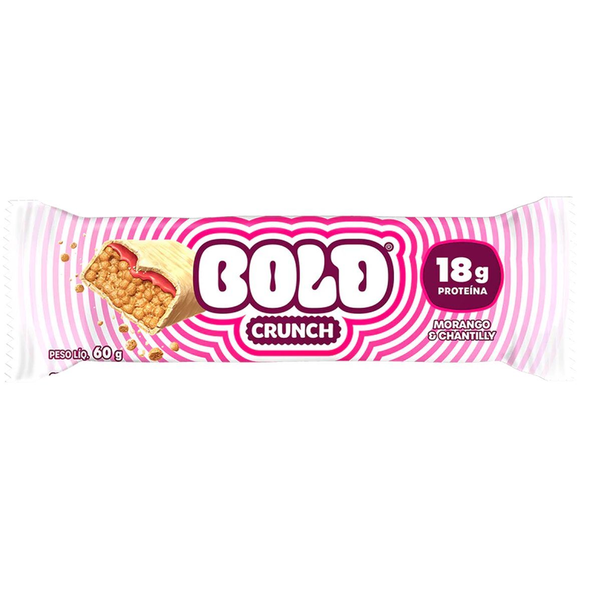 Barra de Prote�na Crunch - 60g Morango e Chantilly - Bold