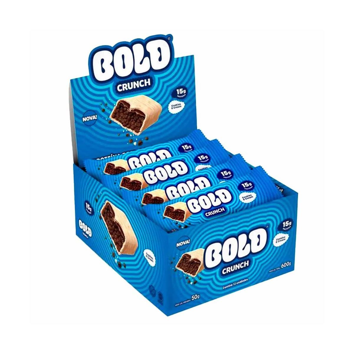 Barra de Prote�na - 12 Unidades 50g Crunch Cookies e Cream - Bold