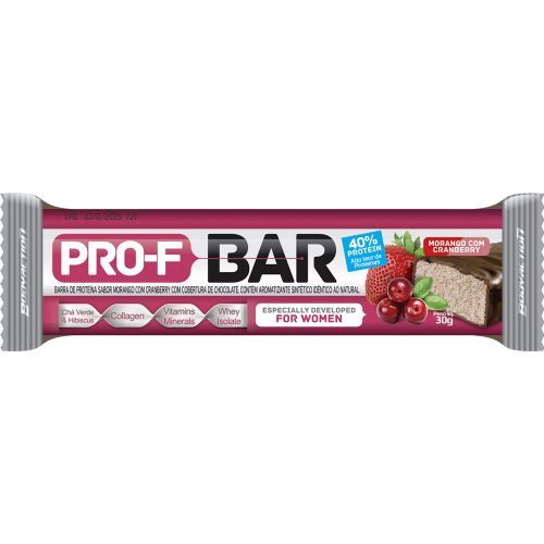 Barra de Proteina Pro-F Bar - 1 barra de 30g - Morango com Cranberry - BodyAction