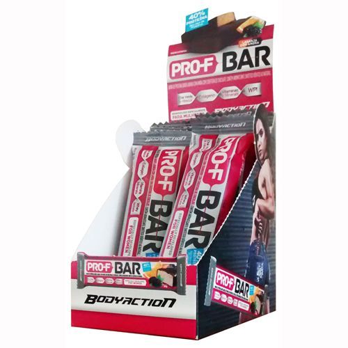 Barra de Proteina Pro-F Bar - Cx com 12 barras 30g - Laranja com Amora - BodyAction