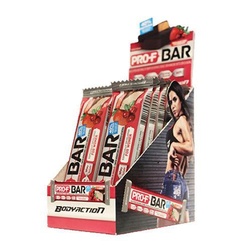 Barra de Proteina Pro-F Bar - Cx com 12 barras 30g - Morango com Cranberry - BodyAction