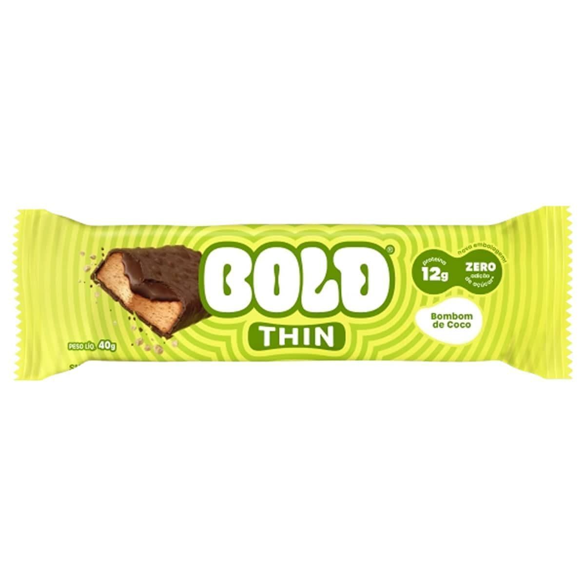 Barra de Proteina Thin - 1 Unidade 40g Bombom de Coco - Bold
