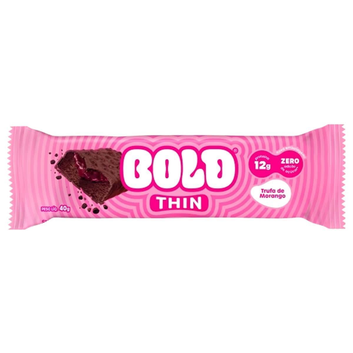 Barra de Proteina Thin - 1 Unidade 40g Trufa de Morango - Bold