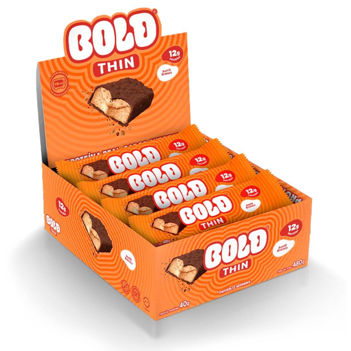 Barra de Proteina Thin - 12 Unidades 40g Avel� Branco - Bold