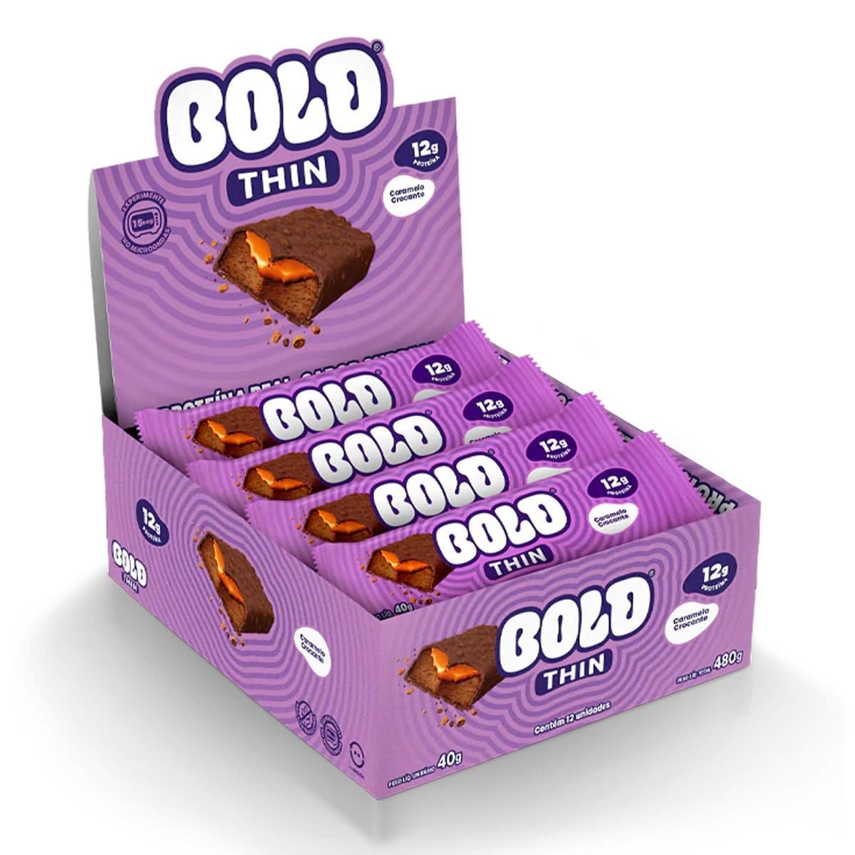 Barra de Proteina Thin - 12 Unidades 40g Caramelo Crocante - Bold