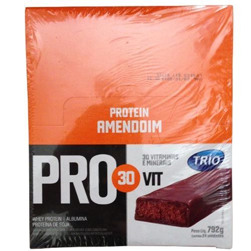 Barra de Prote�na Trio Pro 30Vit - Sabor Amendoim c/ 24 barras de 33g - Trio Alimentos