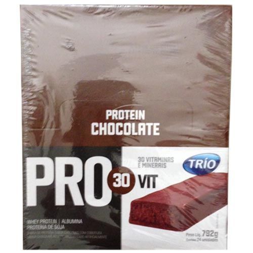 Barra de Prote�na Trio Pro 30Vit - Sabor Chocolate c/ 24 barras de 33g - Trio Alimentos