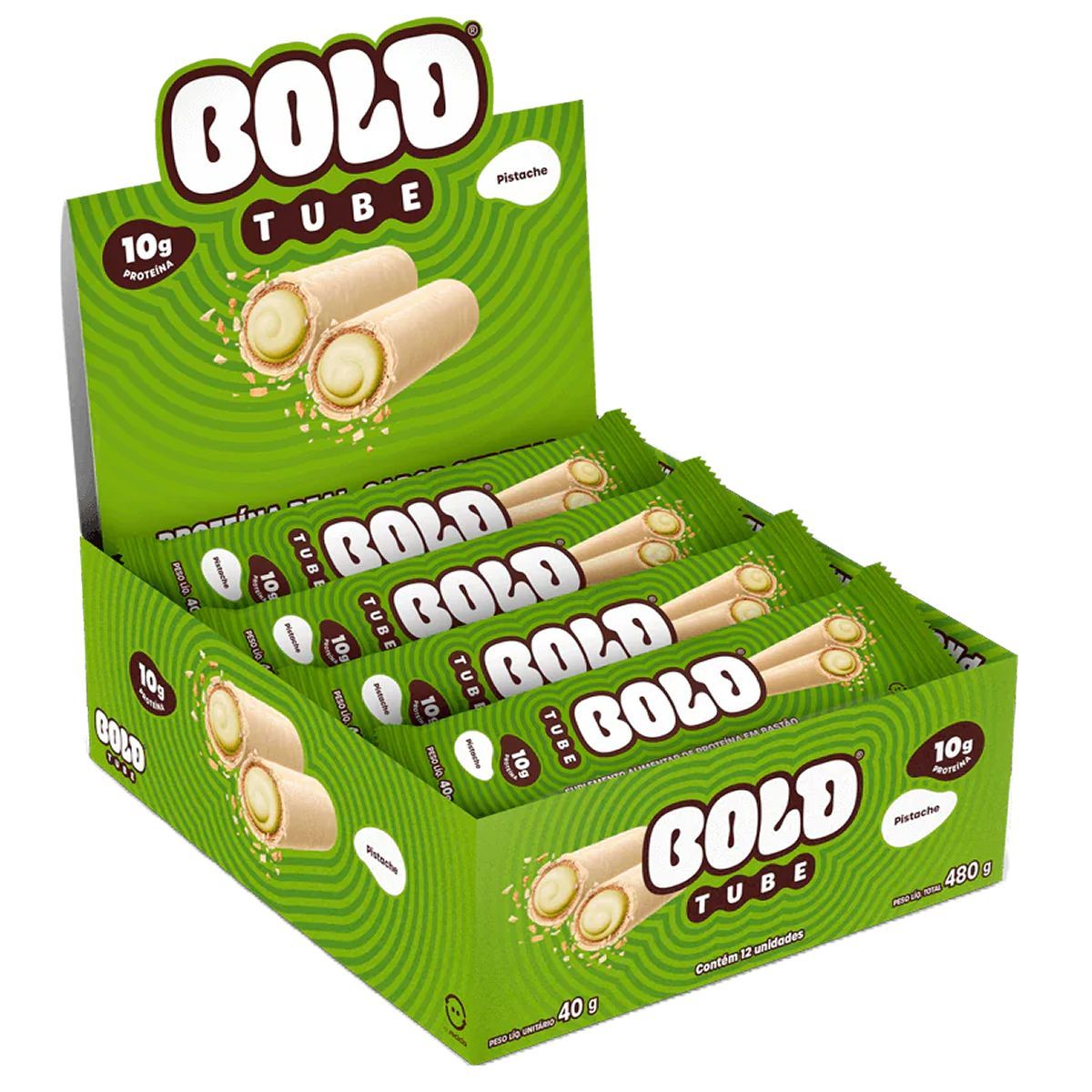 Barra de Proteina Tube - 12 Unidades 40g Pistache - Bold