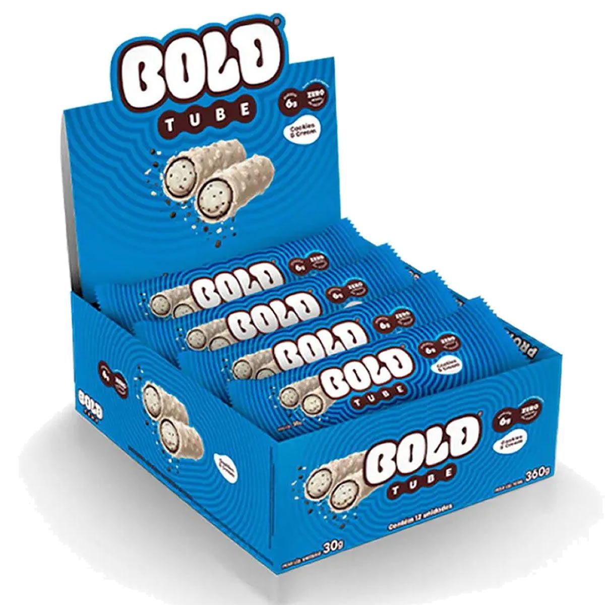 Barra de Proteina Tube - 12 Unidades 40g Cookies E Cream - Bold