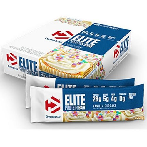 Barra Elite Protein Bar - 12 Unidades 70g Vanilla Cupcake - Dymatize