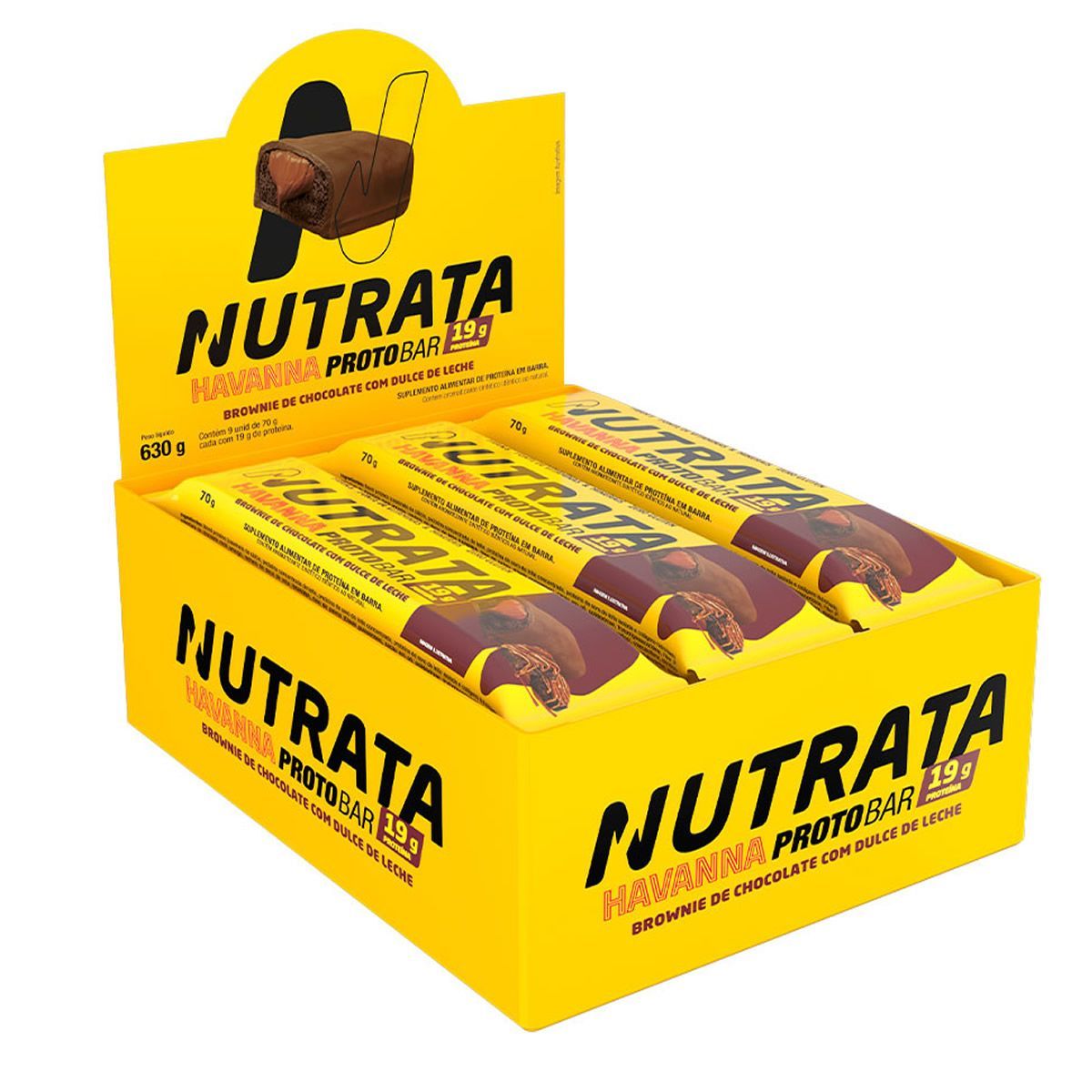 Barra Havana Protobar Whey - 9 Unidades 70g Brownie de Chocolate com Dulce de Leche - Nutrata