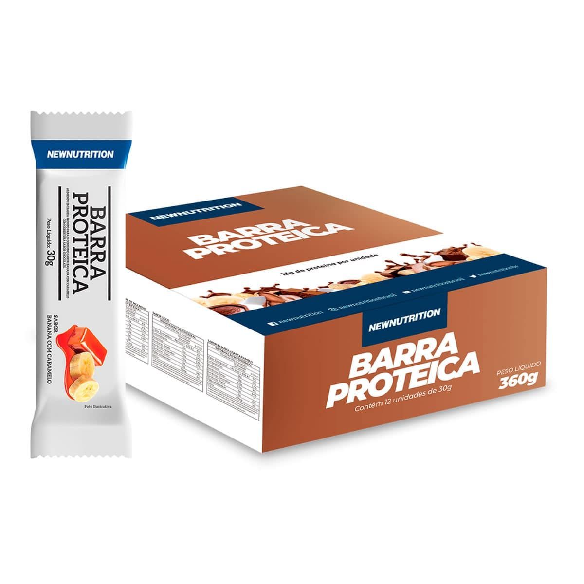 Barra Proteica - 12 Unidades de 30g Banana com Caramelo - NewNutrition