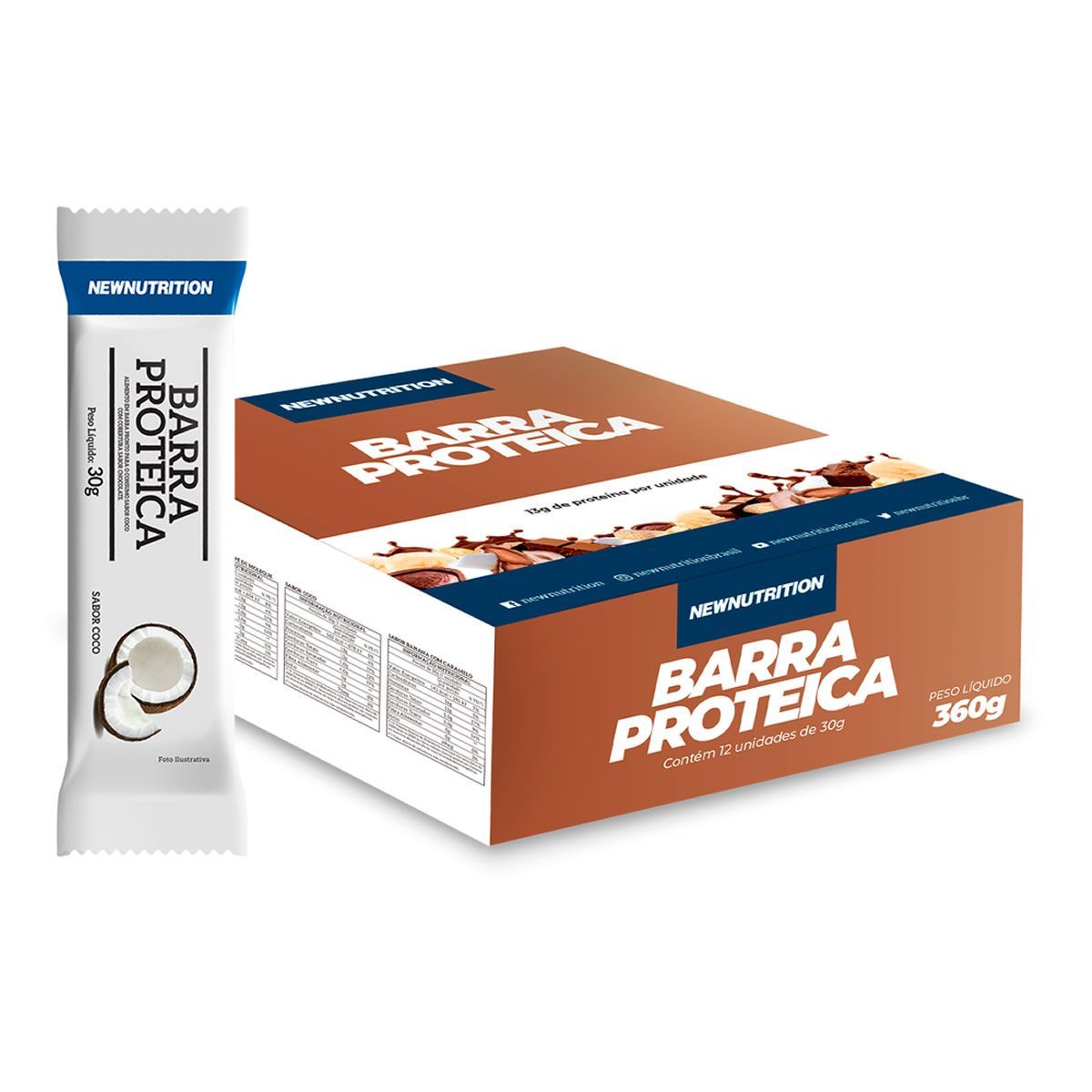 Barra Proteica - 12 Unidade de 30g Coco - NewNutrition*** Data Venc. 09/11/2024
