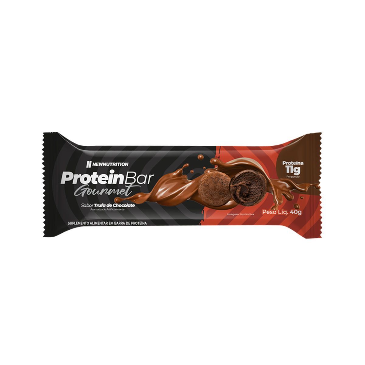 Barra Proteica Gourmet - 1 Unidade de 40g Trufa de Chocolate - NewNutrition*** Data Venc. 25/09/2025