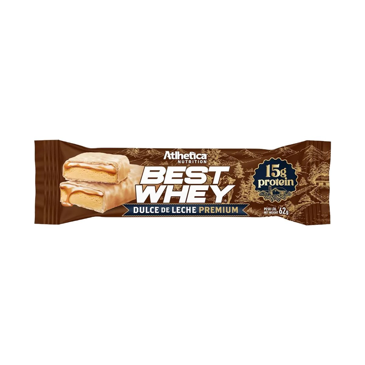 Barra Proteica Best Whey - 1 Unidade 62g Dulce de Leche Premium - Atlhetica Nutrition