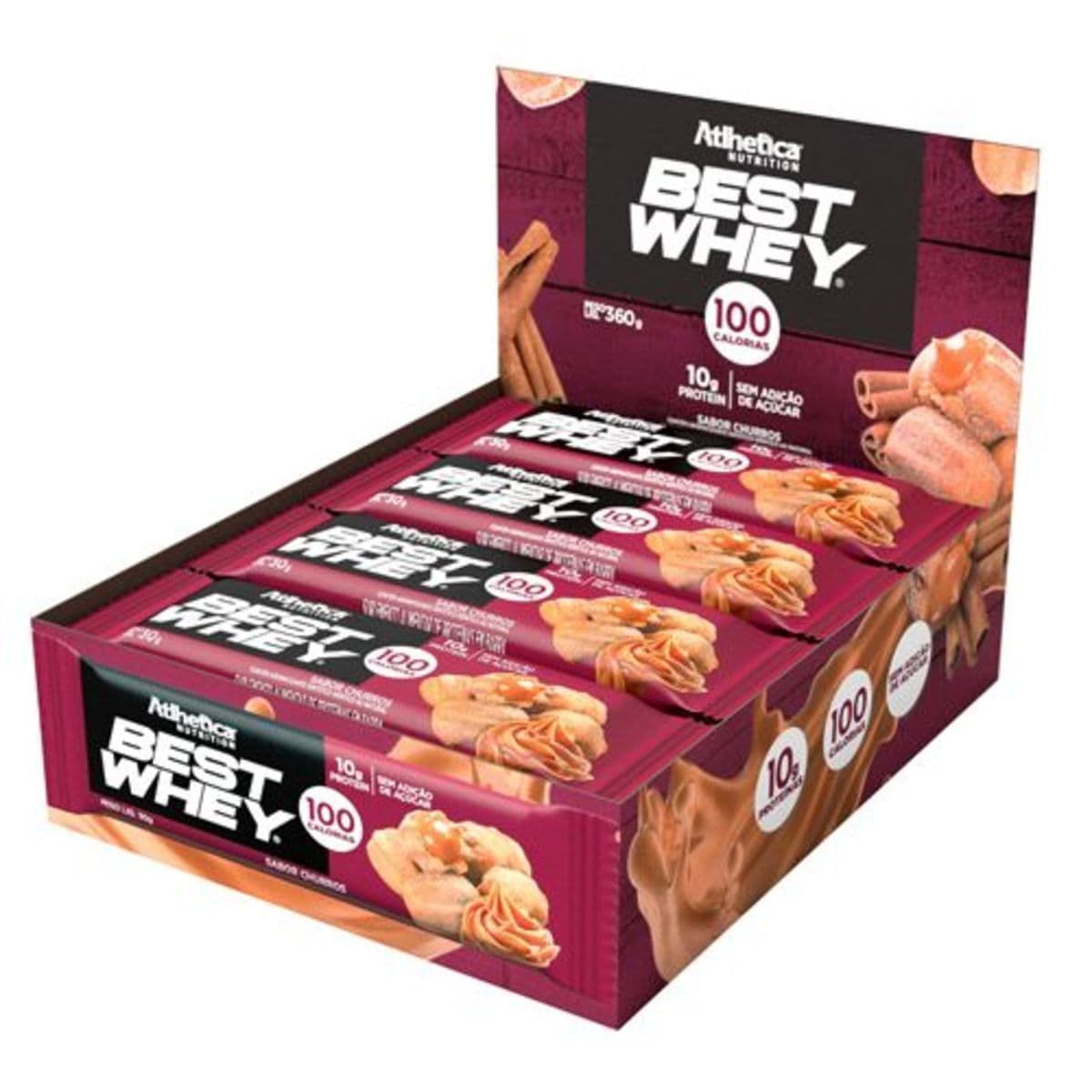 Barra Proteica Best Whey - 12 Barras 30g Churros - Atlhetica Nutrition*** Data Venc. 16/12/2021