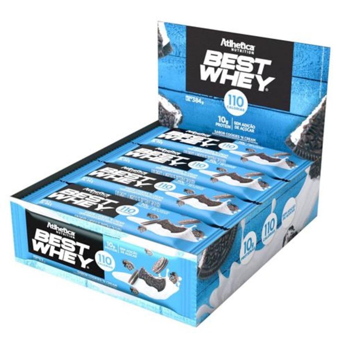Barra Proteica Best Whey - 12 Barras 32g Cookies & Cream - Atlhetica Nutrition