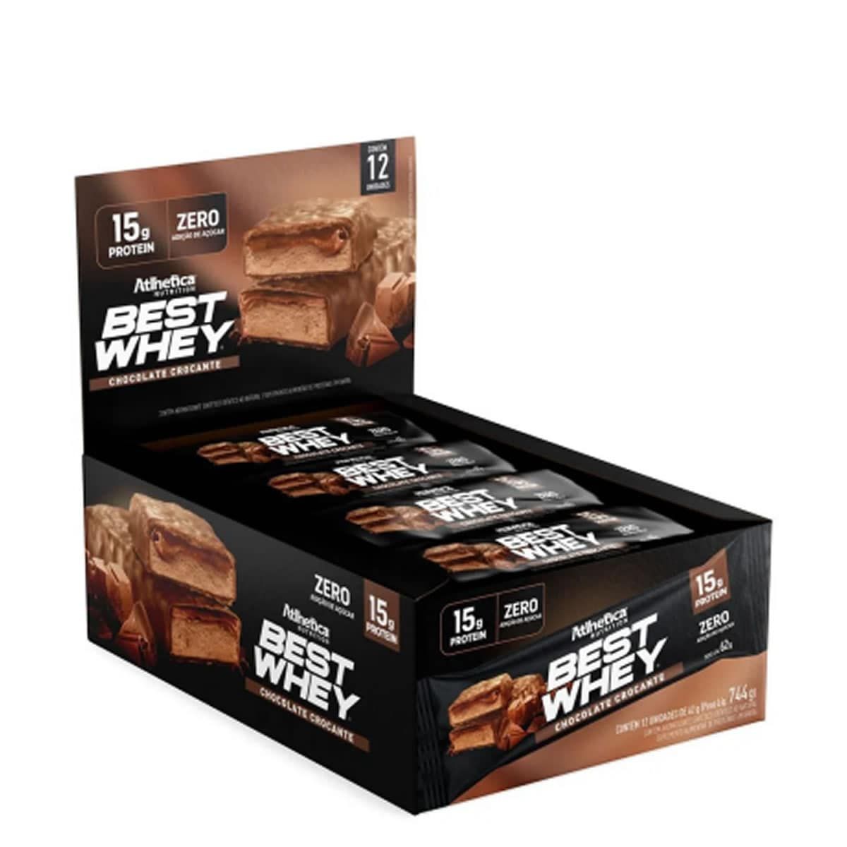 Barra Proteica Best Whey - 12 Barras 62g Chocolate Crocante - Atlhetica Nutrition