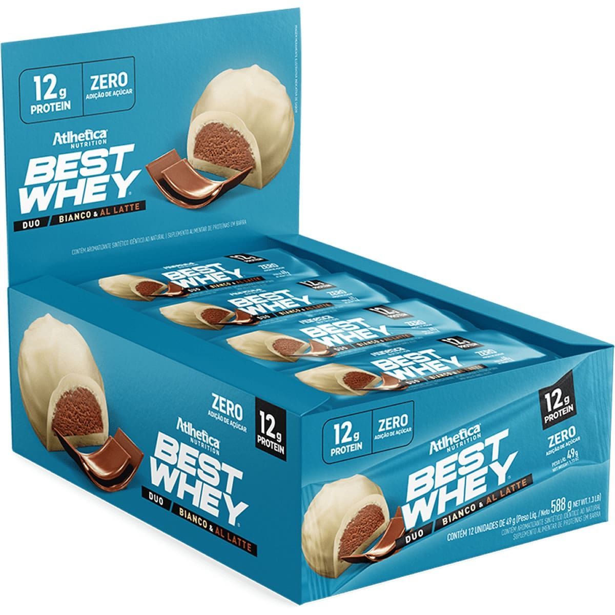 Barra Proteica Best Whey - 12 Barras 49g Duo Bianco & Al Latte - Atlhetica Nutrition