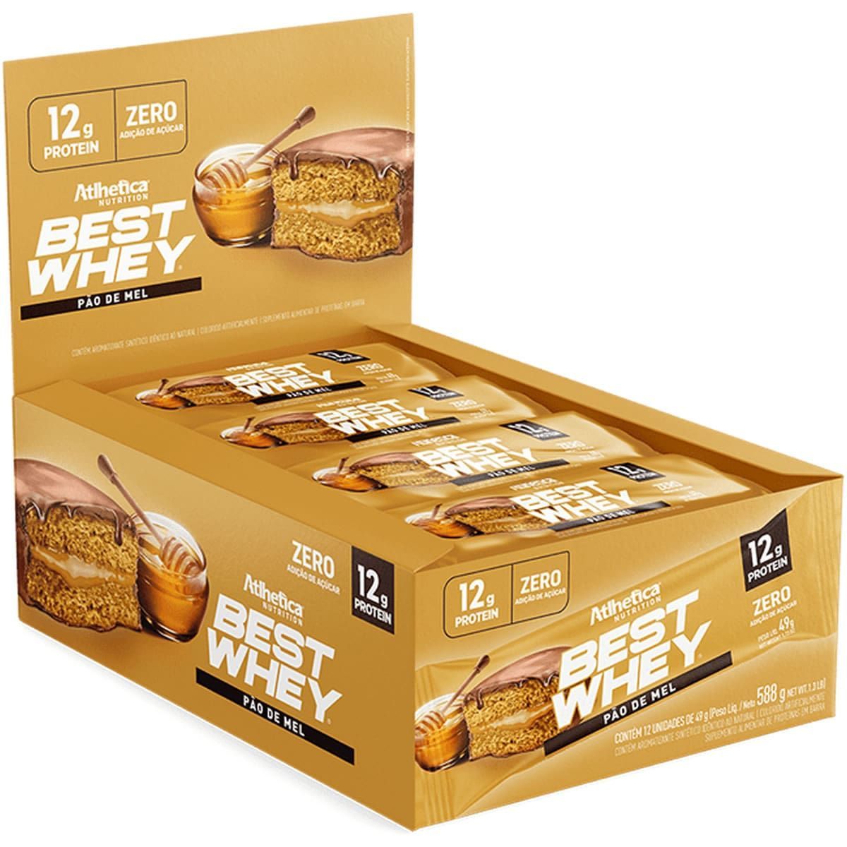 Barra Proteica Best Whey - 12 Barras 49g P�o de Mel - Atlhetica Nutrition