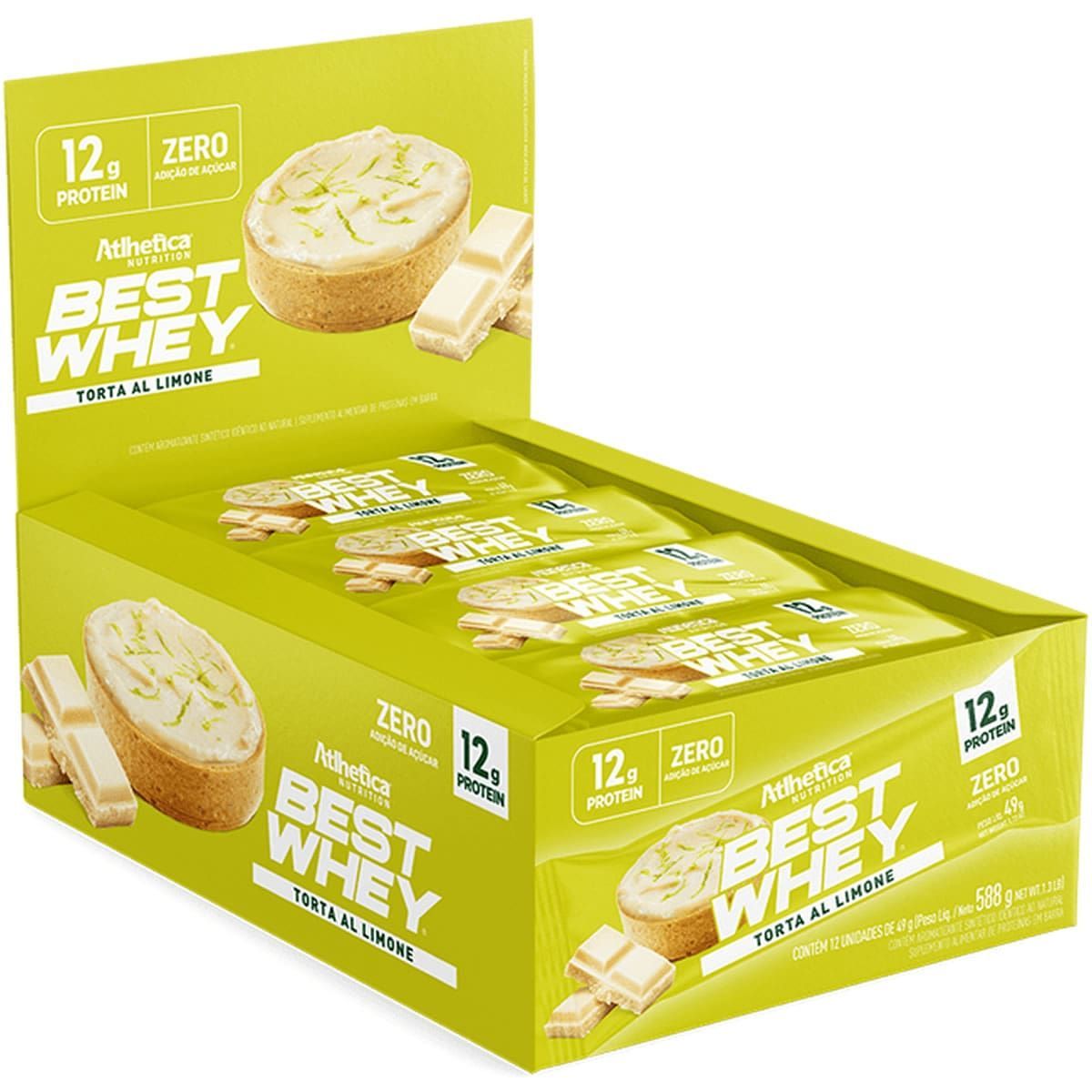 Barra Proteica Best Whey - 12 Barras 49g Torta Al Limone - Atlhetica Nutrition