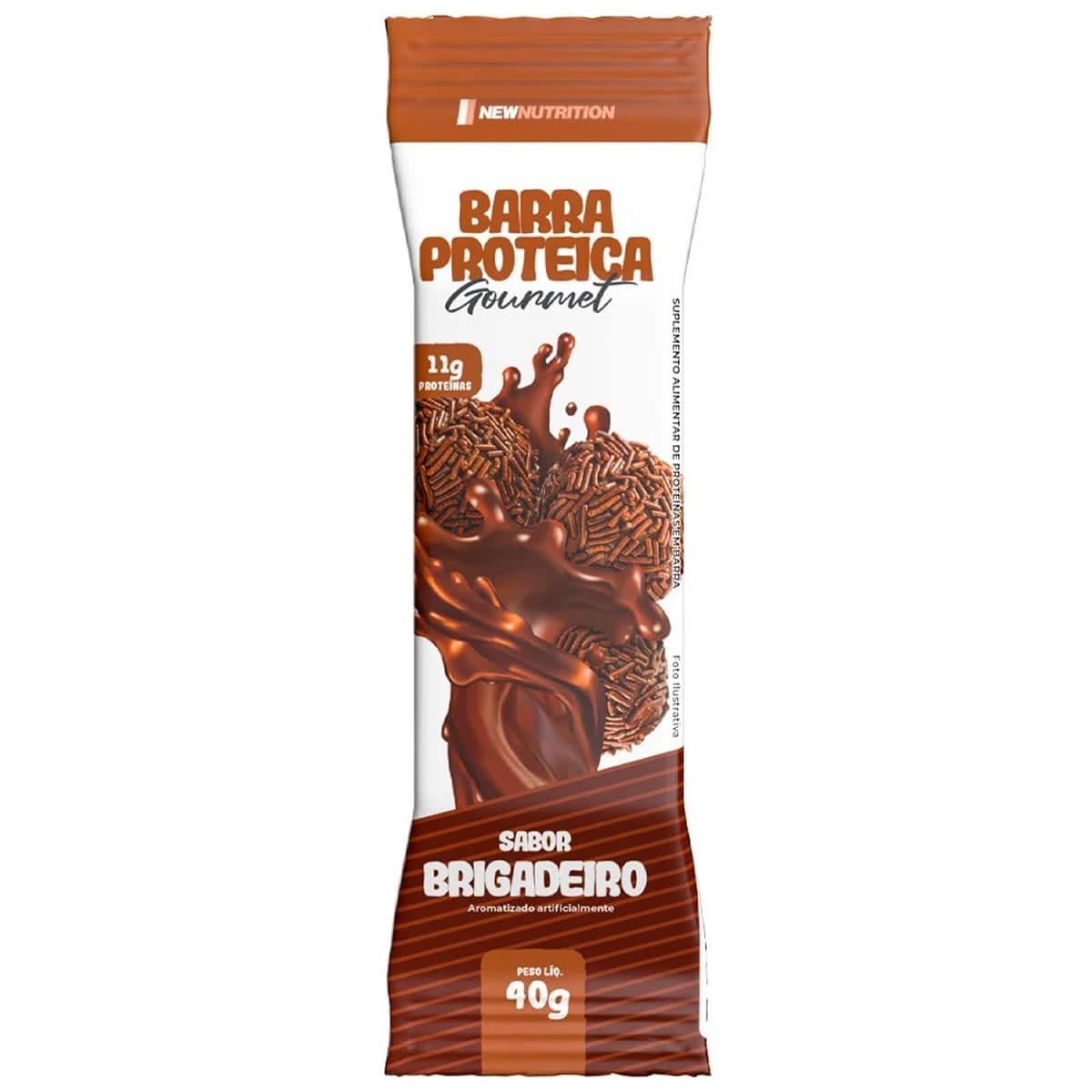 Barra Proteica Gourmet - 1 Unidade de 40g Brigadeiro - NewNutrition*** Data Venc. 01/08/2025