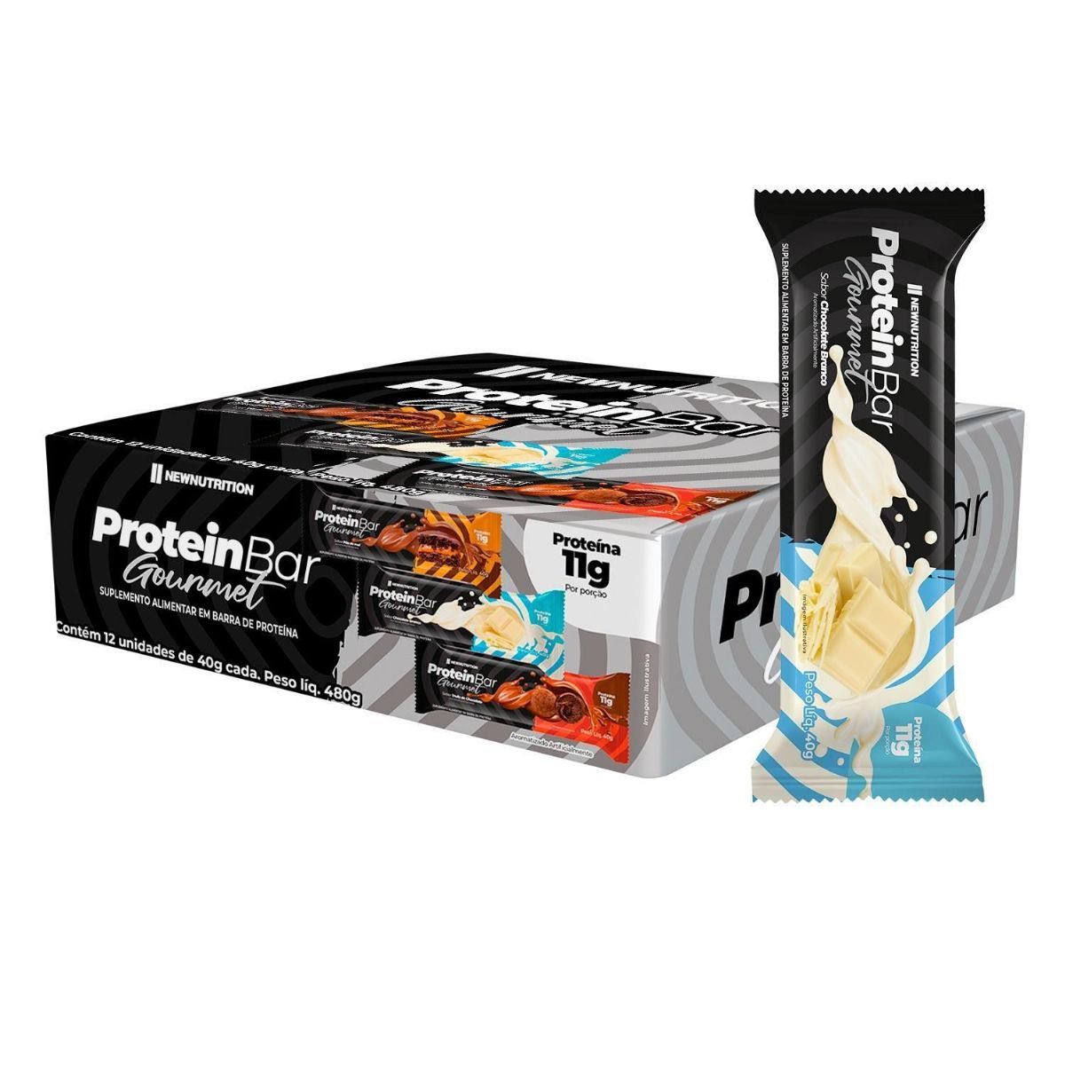 Barra Proteica Gourmet - 12 Unidade de 40g Chocolate Branco - NewNutrition*** Data Venc. 04/05/2026