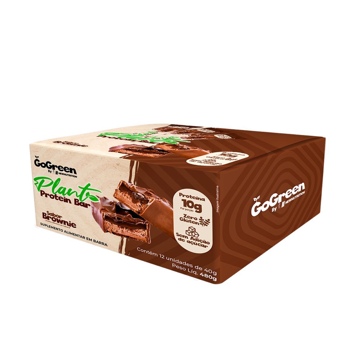 Barra Proteica Plant - 12 Unidades de 40g Brownie - NewNutrition*** Data Venc. 25/08/2025