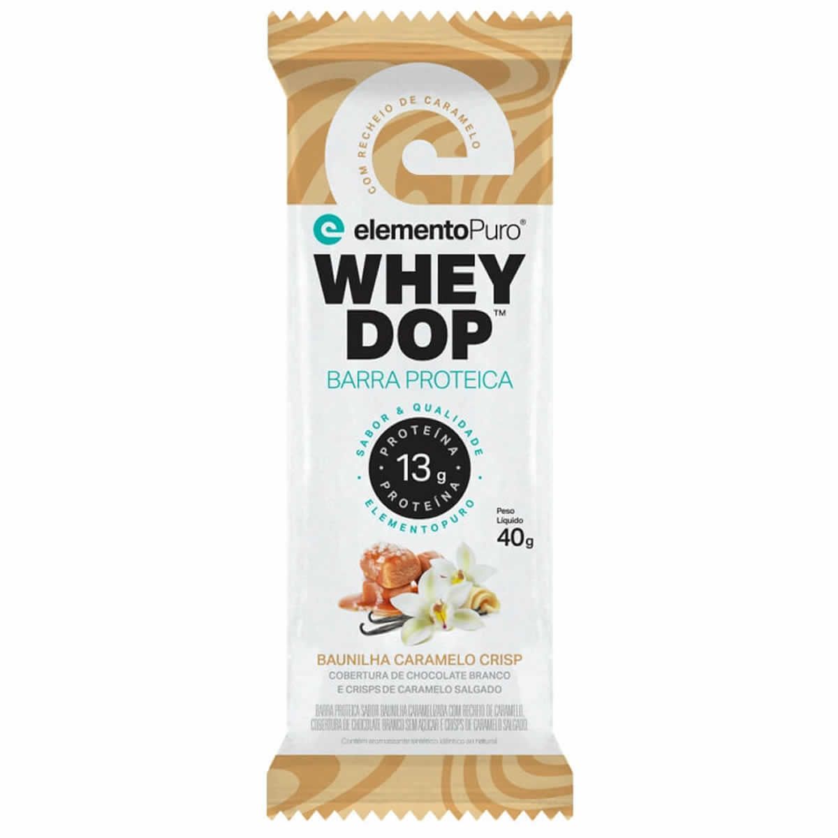 Barra Proteica WheyDop - 1 Unidade 40g Baunilha Caramelizada - ElementoPuro*** Data Venc. 07/12/2021