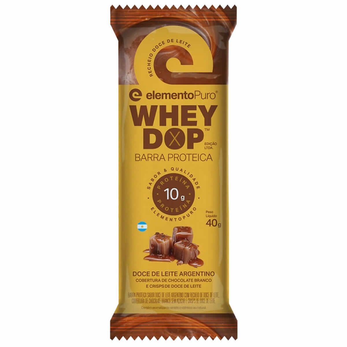Barra Proteica WheyDop - 1 Unidade 40g Doce de Leite - ElementoPuro