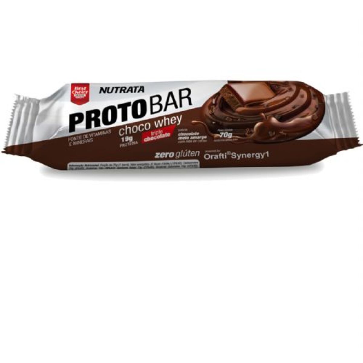 Barra Proto Bar - 1 Unidade de 70g Chocolate Meio Amargo com Nibs de Cacau - Nutrata*** Data Venc. 30/12/2019