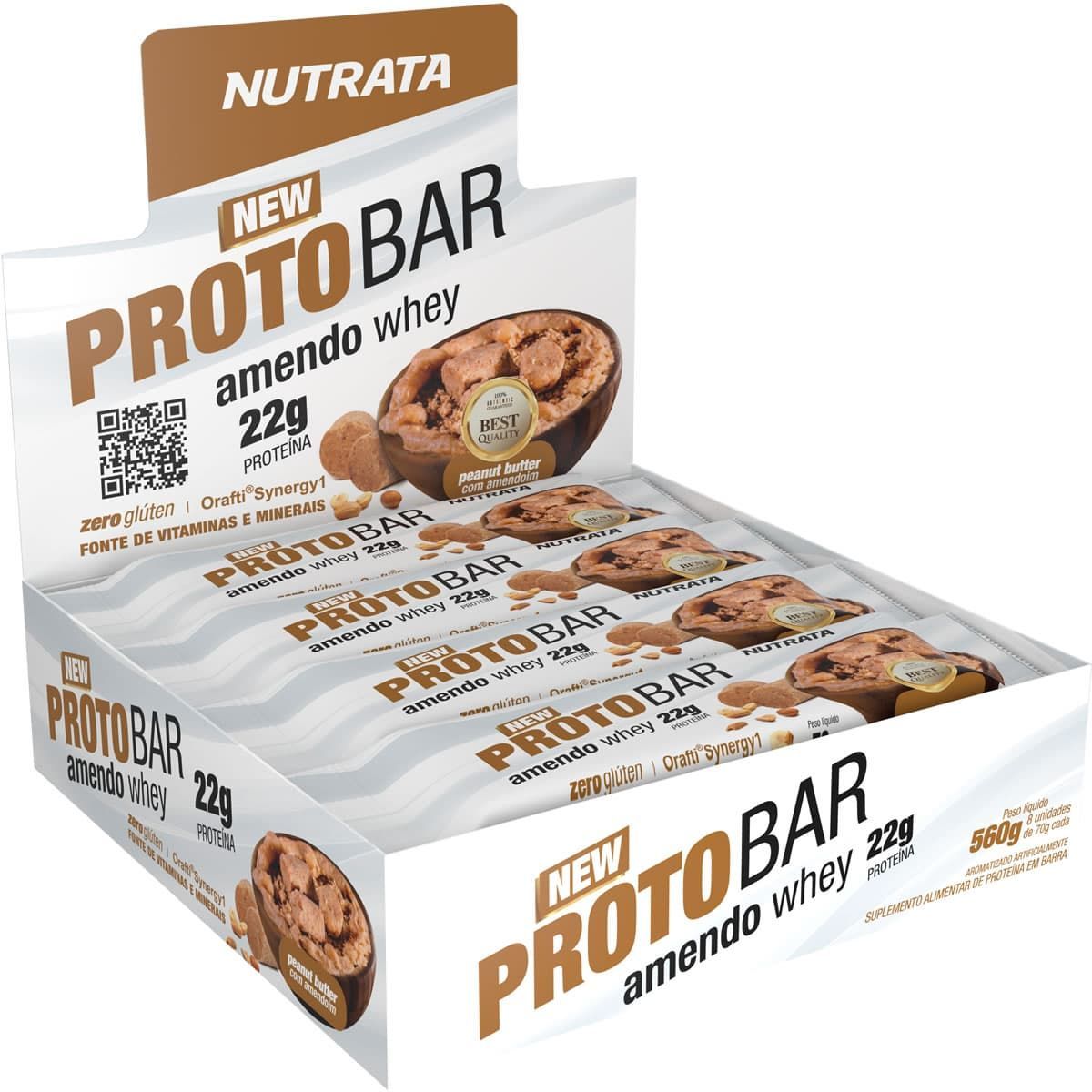 Barra Proto Bar - 8 Unidades de 70g Peanut Butter com Amendoim - Nutrata