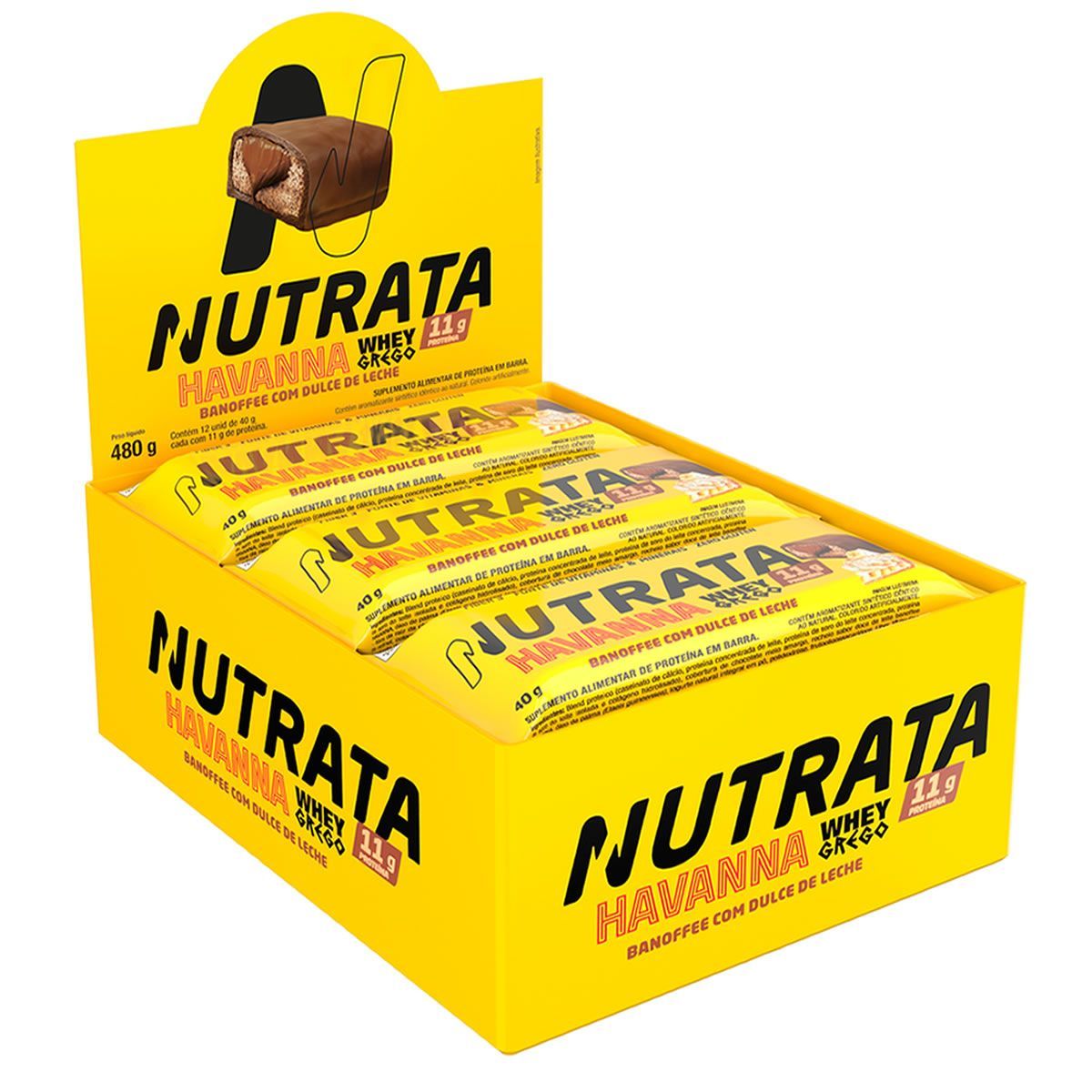 Barra Whey Grego Havanna - 12 Unidades 40g Banoffee com Dulce de Leche  - Nutrata*** Data Venc. 30/08/2025