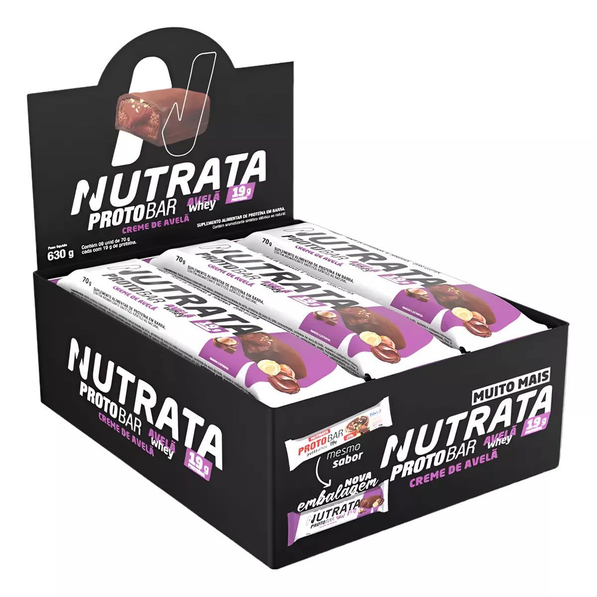 Barra Protobar Whey - 9 Unidades 70g Creme de Avel� - Nutrata