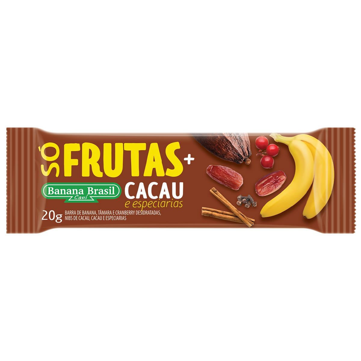Barra S� Frutas Mais - 1 Unidade de 20g Cacau - Banana Brasil