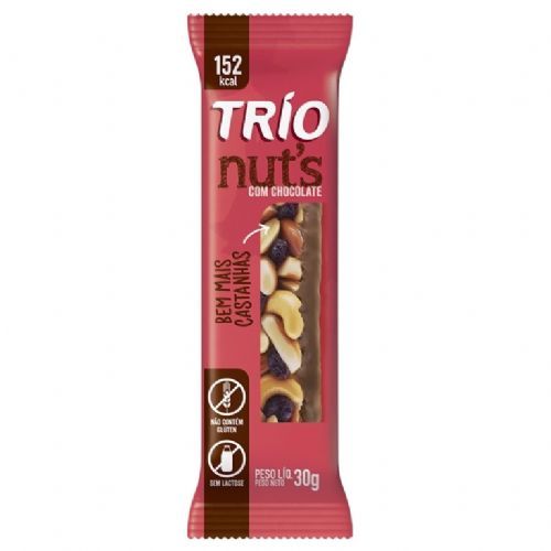 Barra Trio Nuts - 1 barra de 30g - Chocolate - Trio Alimentos