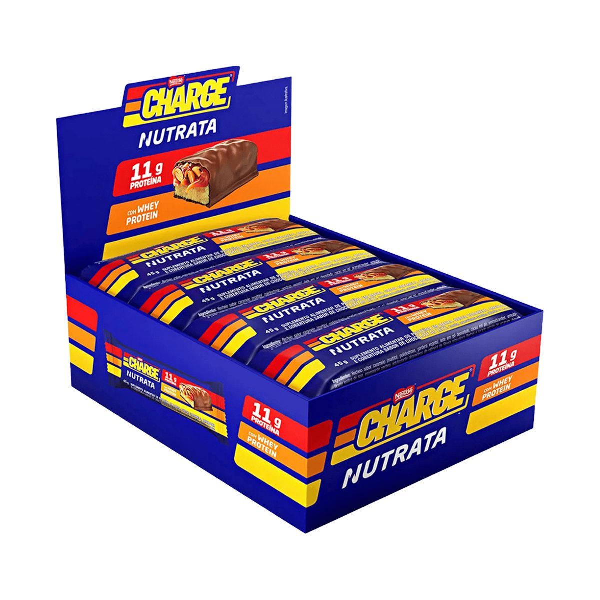 Barra Whey Charge  - 12 Unidades de 45g Amendoim - Nutrata