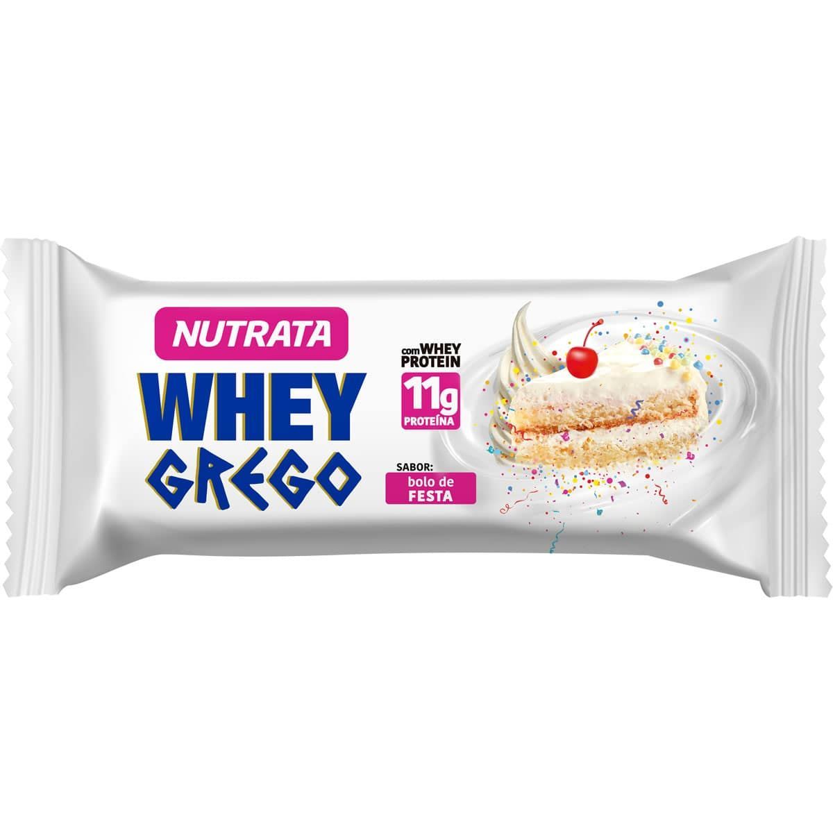 Barra Whey Grego Bar - 1 Unidade de 40g Bolo de Festa - Nutrata