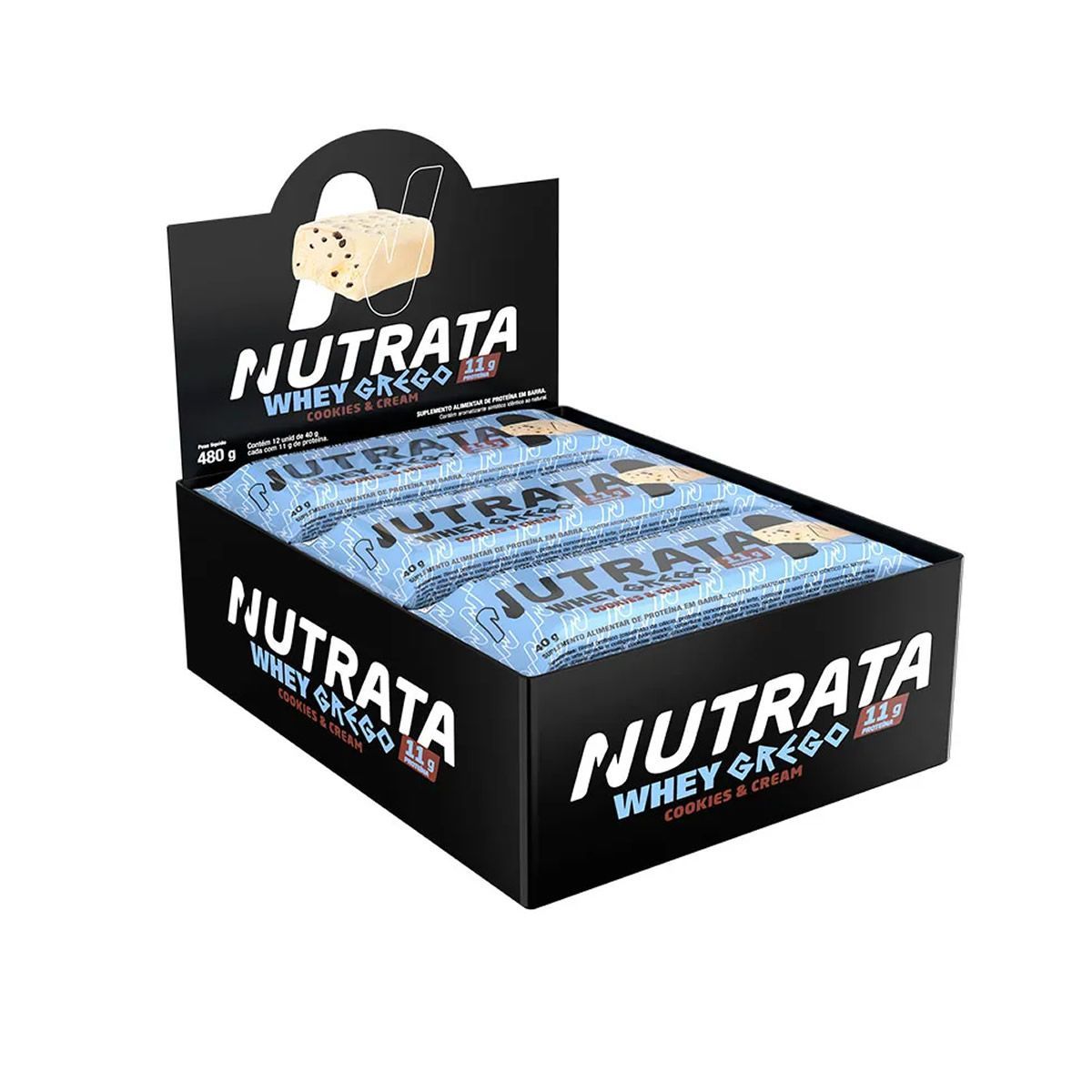 Barra Whey Grego Bar - 12 Unidades 40g Cookies and Cream - Nutrata