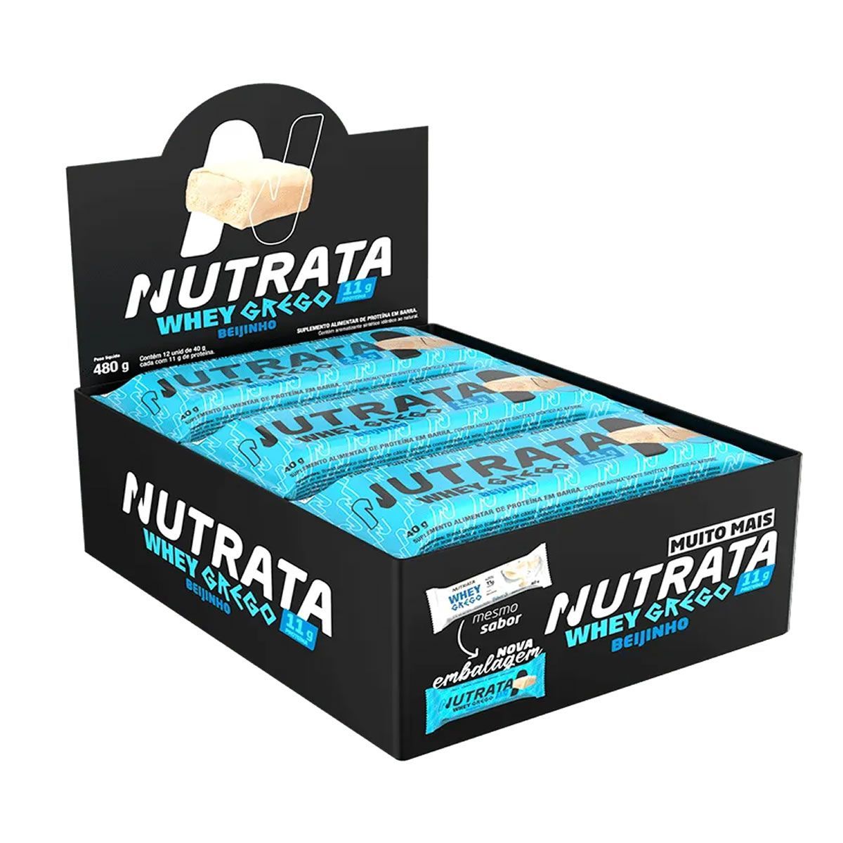 Barra Whey Grego Bar - 12 Unidades de 40g Beijinho - Nutrata
