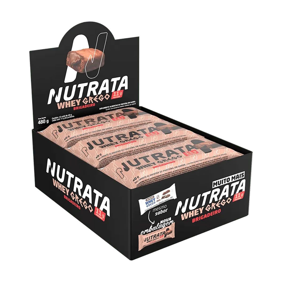 Barra Whey Grego Bar - 12 Unidades de 40g Brigadeiro - Nutrata