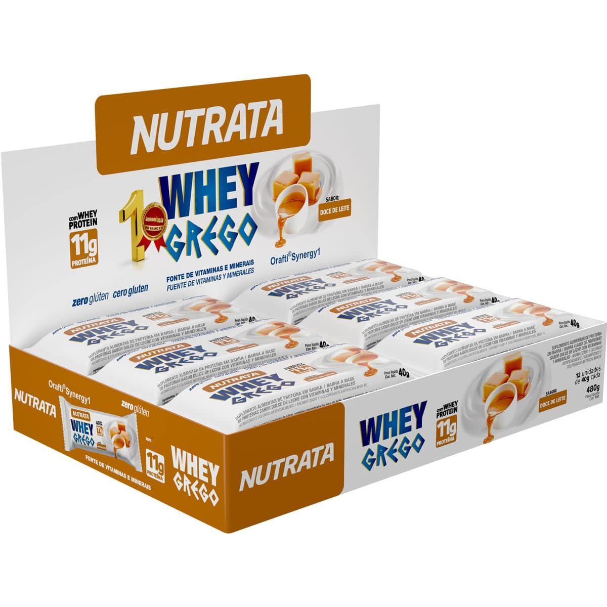Barra Whey Grego Bar - 12 Unidades de 40g Doce de Leite - Nutrata