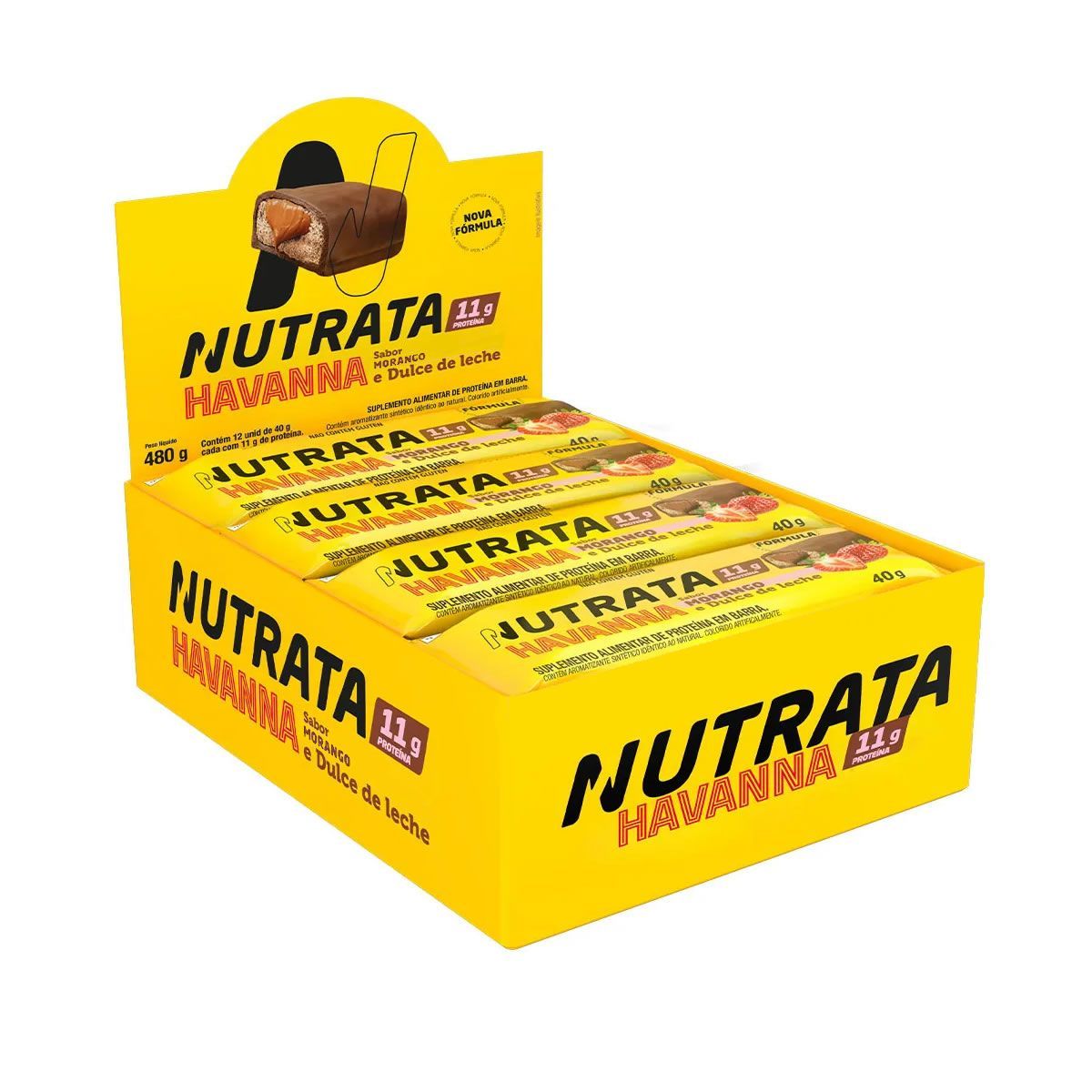 Barra Whey Grego Bar - 12 Unidades de 40g Dulce de Leche Havanna e Morango - Nutrata