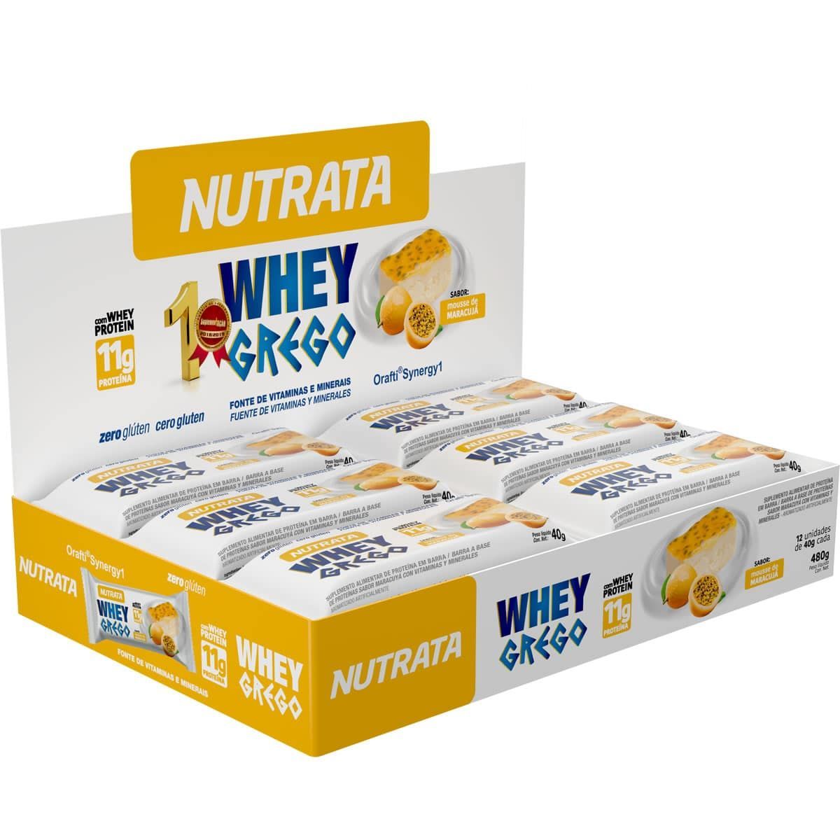 Barra Whey Grego Bar - 12 Unidades de 40g Mouse de Maracuj� - Nutrata*** Data Venc. 30/03/2024