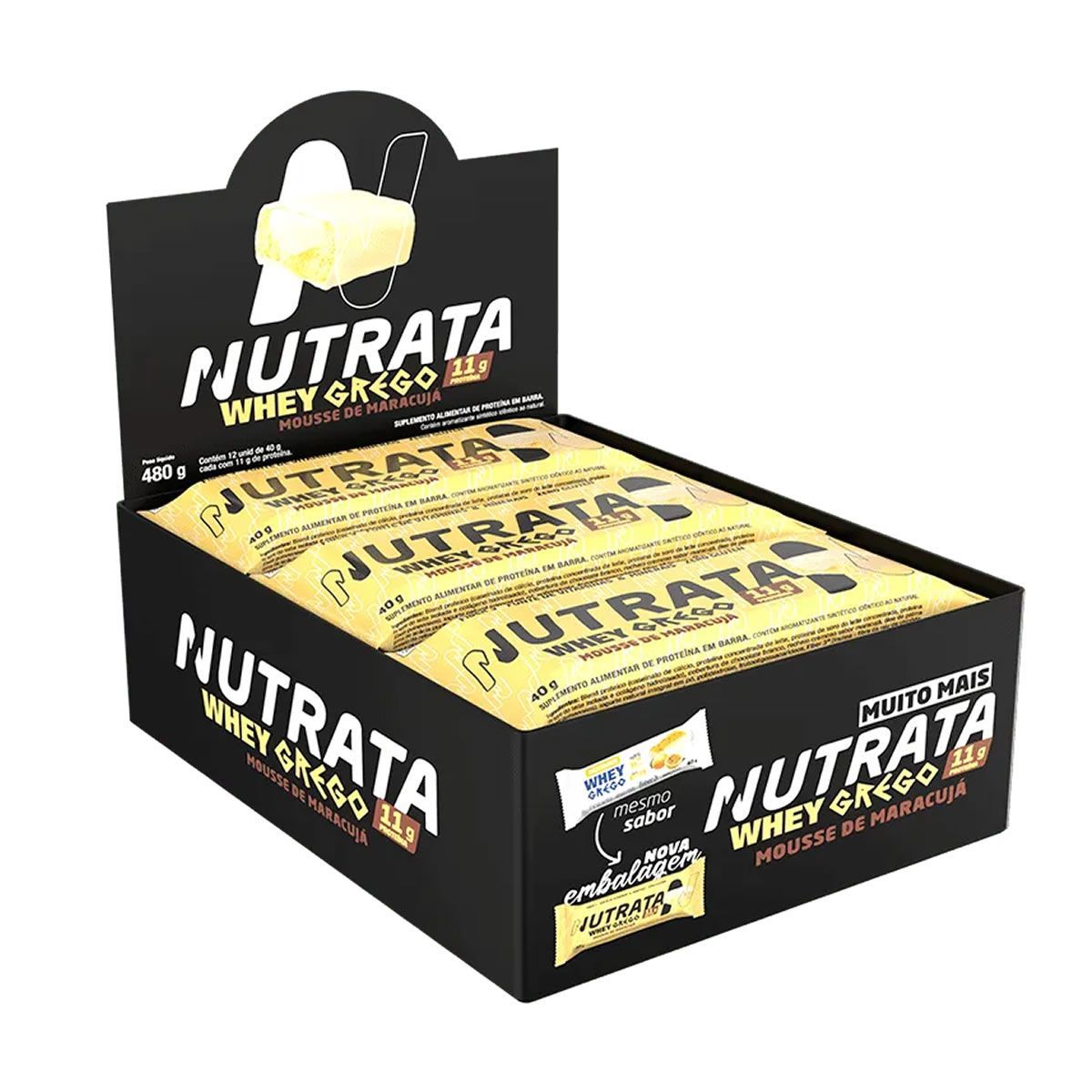 Barra Whey Grego Bar - 12 Unidades de 40g Mouse de Maracuj� - Nutrata