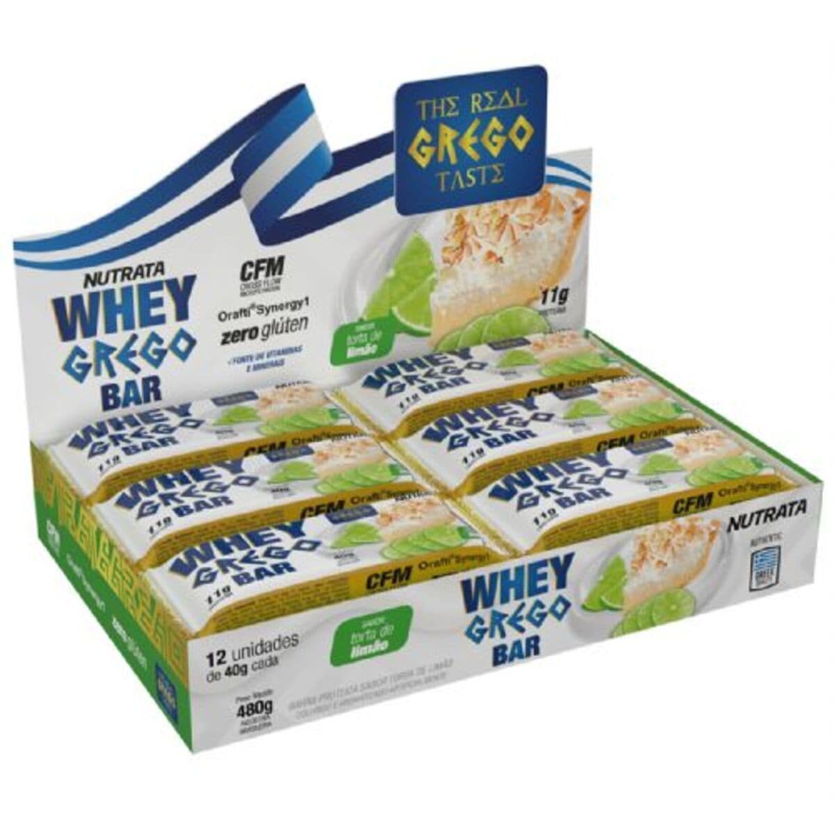 Barra Whey Grego Bar - 12 Unidades de 40g Torta de Lim�o - Nutrata*** Data Venc. 30/07/2020